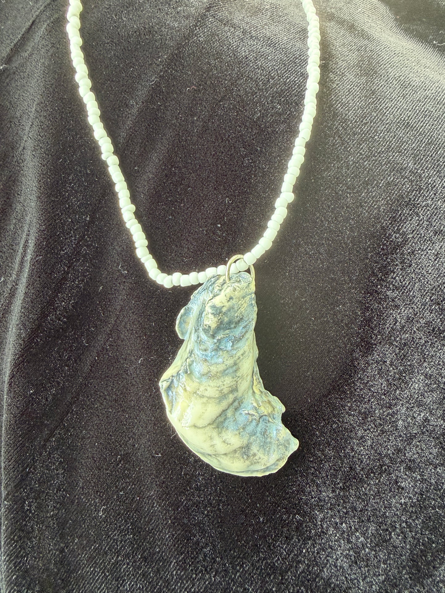 One of a kind Iridescent Oyster shell necklace