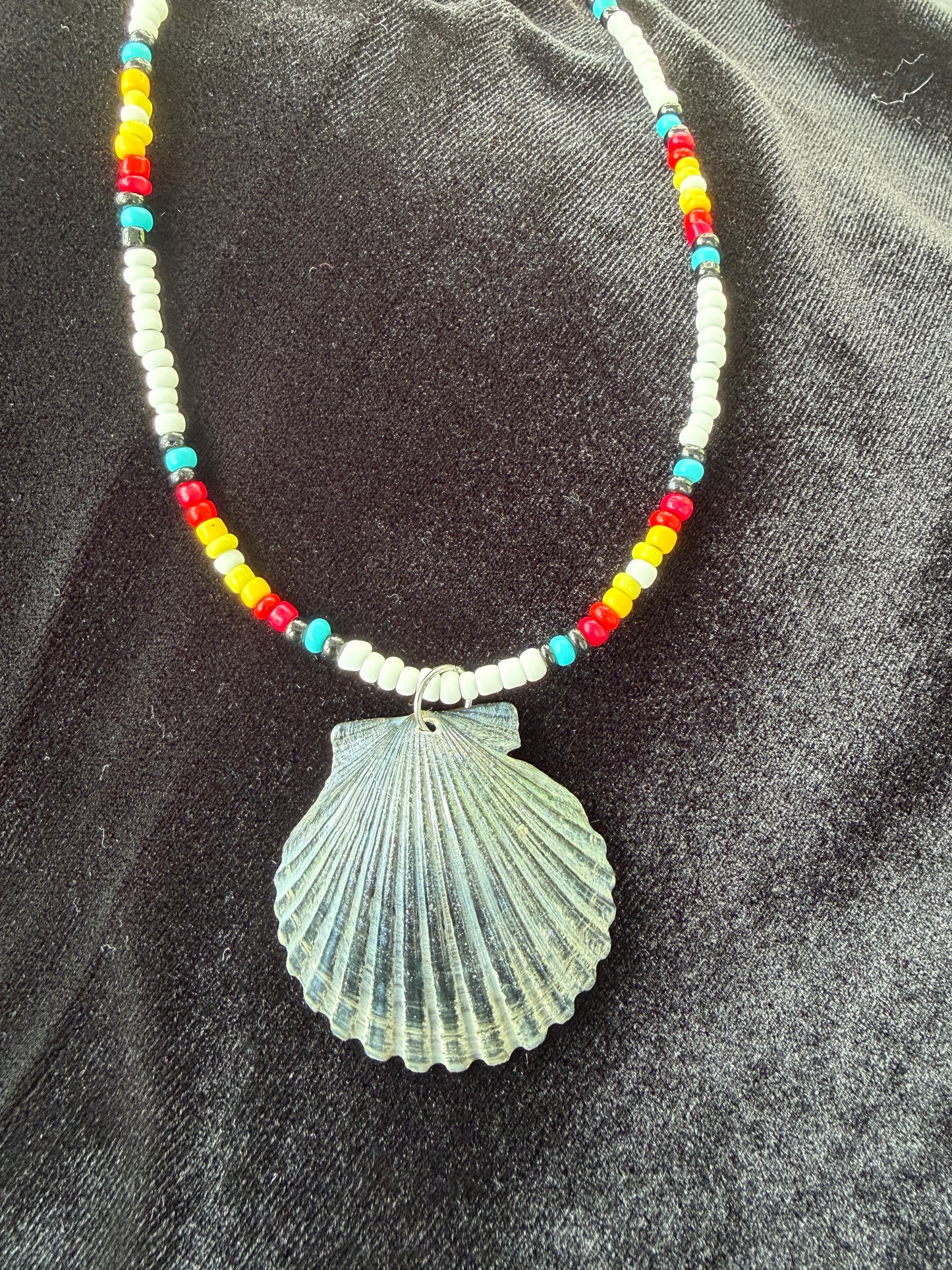 One of a kind Black Scallop shell necklace