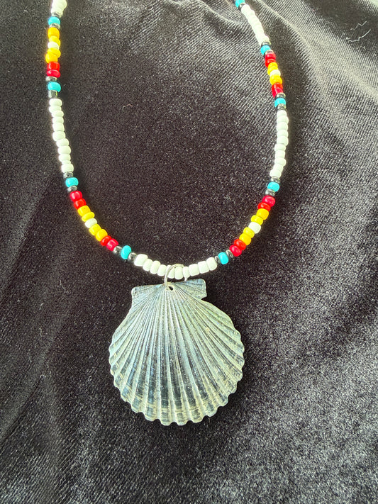 One of a kind Black Scallop shell necklace
