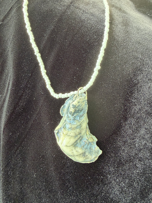 One of a kind Iridescent Oyster shell necklace