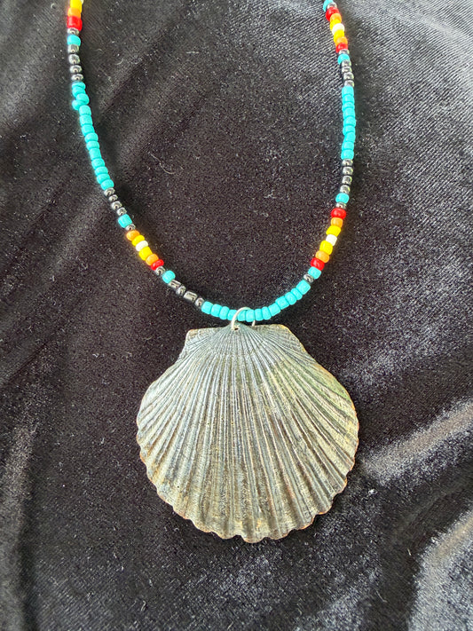 One of a kind Black Scallop shell necklace