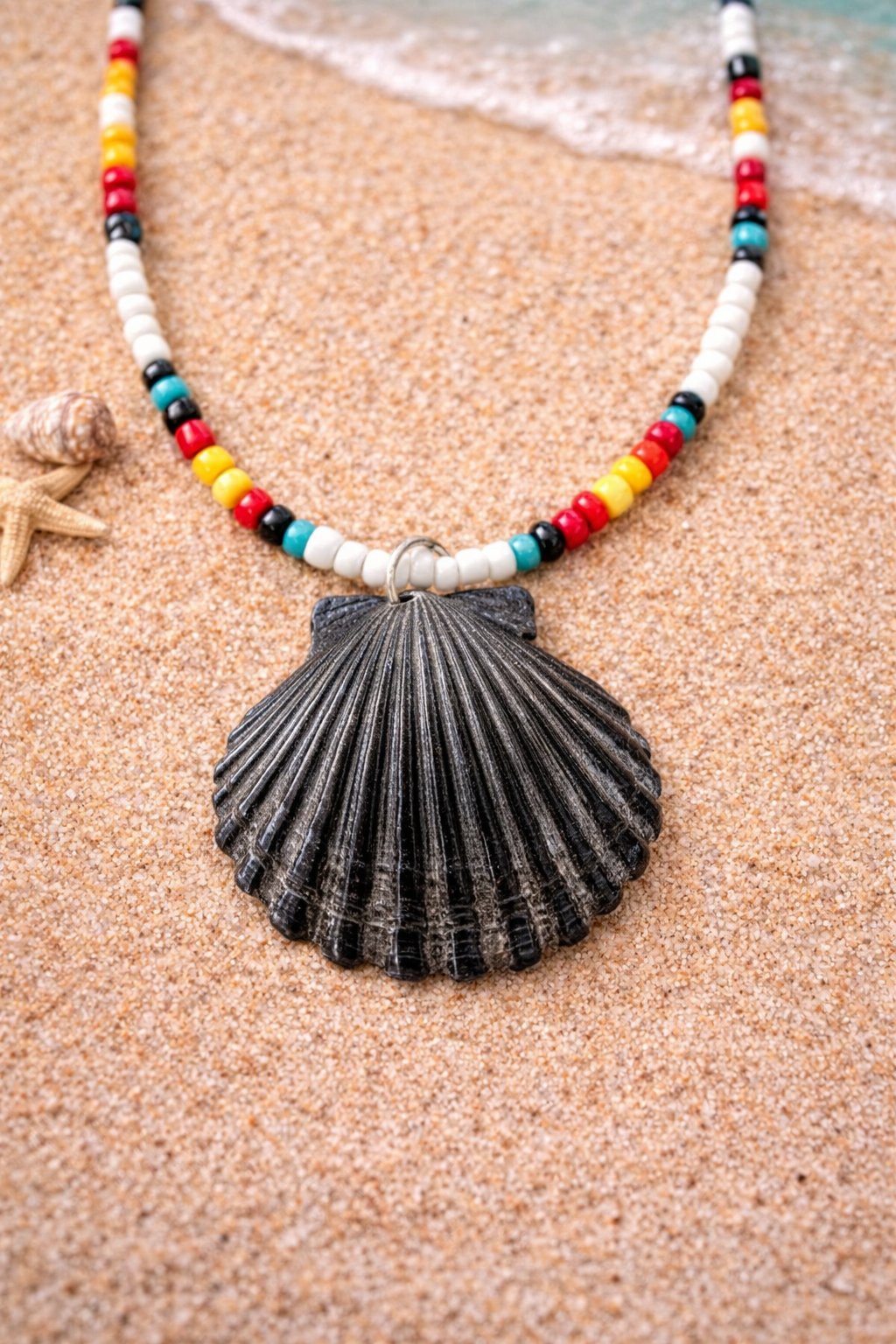 One of a kind Black Scallop shell necklace